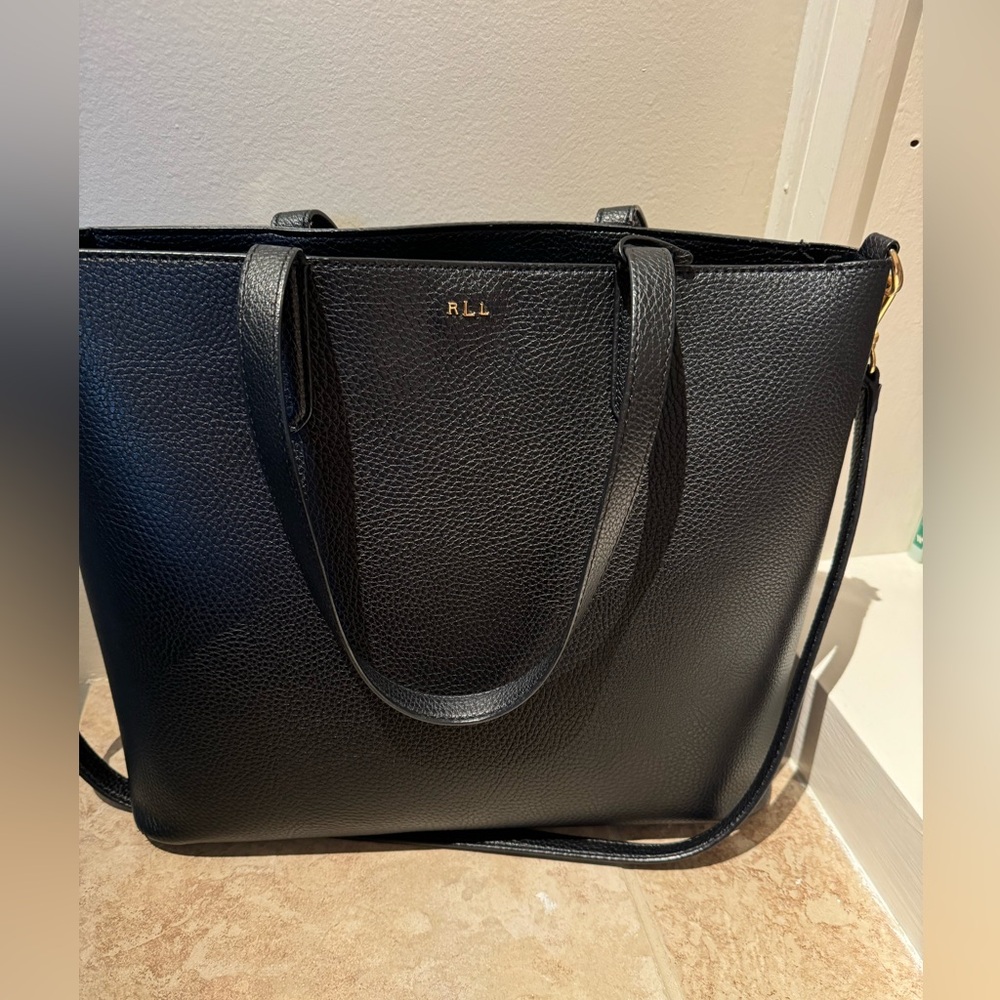 Ralph Lauren black leather purse with shoulder strap